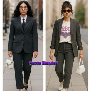 Vintage 80s Lew Magram Suit Gray Blazer Pants Career Office Streetwear Business